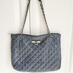 DNKY Genuine Leather Navy Quilted Handbag